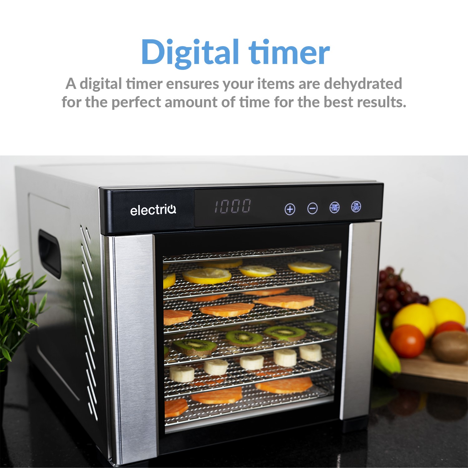 Refurbished electriQ eqddss Digital Food Dehydrator & Dryer with 6