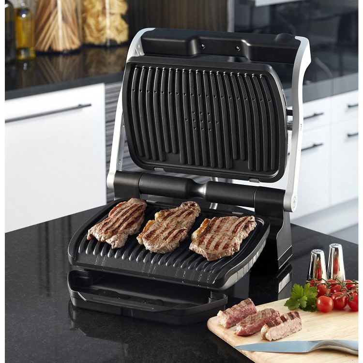 GRADE A1 - Tefal gc713d40 OptiGrill+ Health Grill with 6 Automatic Settings & Cooking Sensor - Stainless Steel
