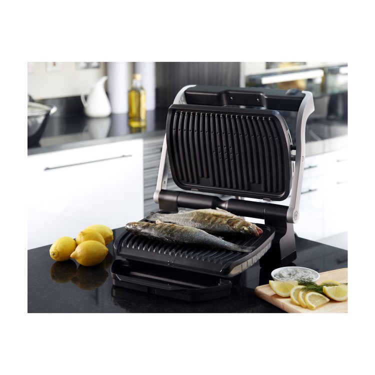 GRADE A1 - Tefal gc713d40 OptiGrill+ Health Grill with 6 Automatic Settings & Cooking Sensor - Stainless Steel