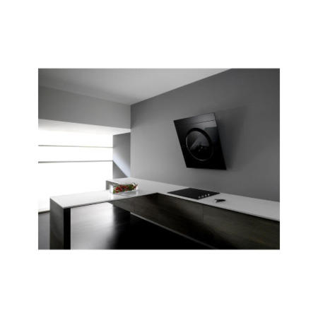 Elica IO_SE_BLK iO SE Angled 80cm Chimney Hood in Black Glass