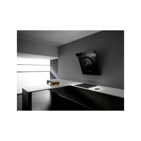 Elica IO_SE_BLK iO SE Angled 80cm Chimney Hood in Black Glass