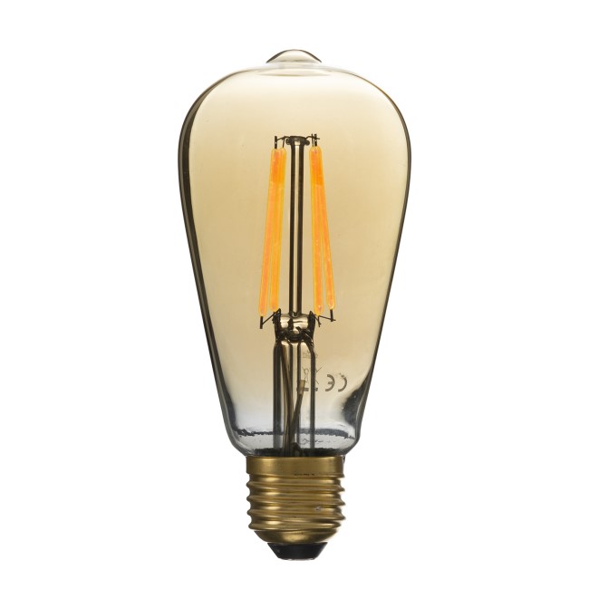 electriQ ST64 Smart dimmable Wifi filament bulb with E27 screw fitting - Smoked Amber finish - Alexa & Google Home compatible
