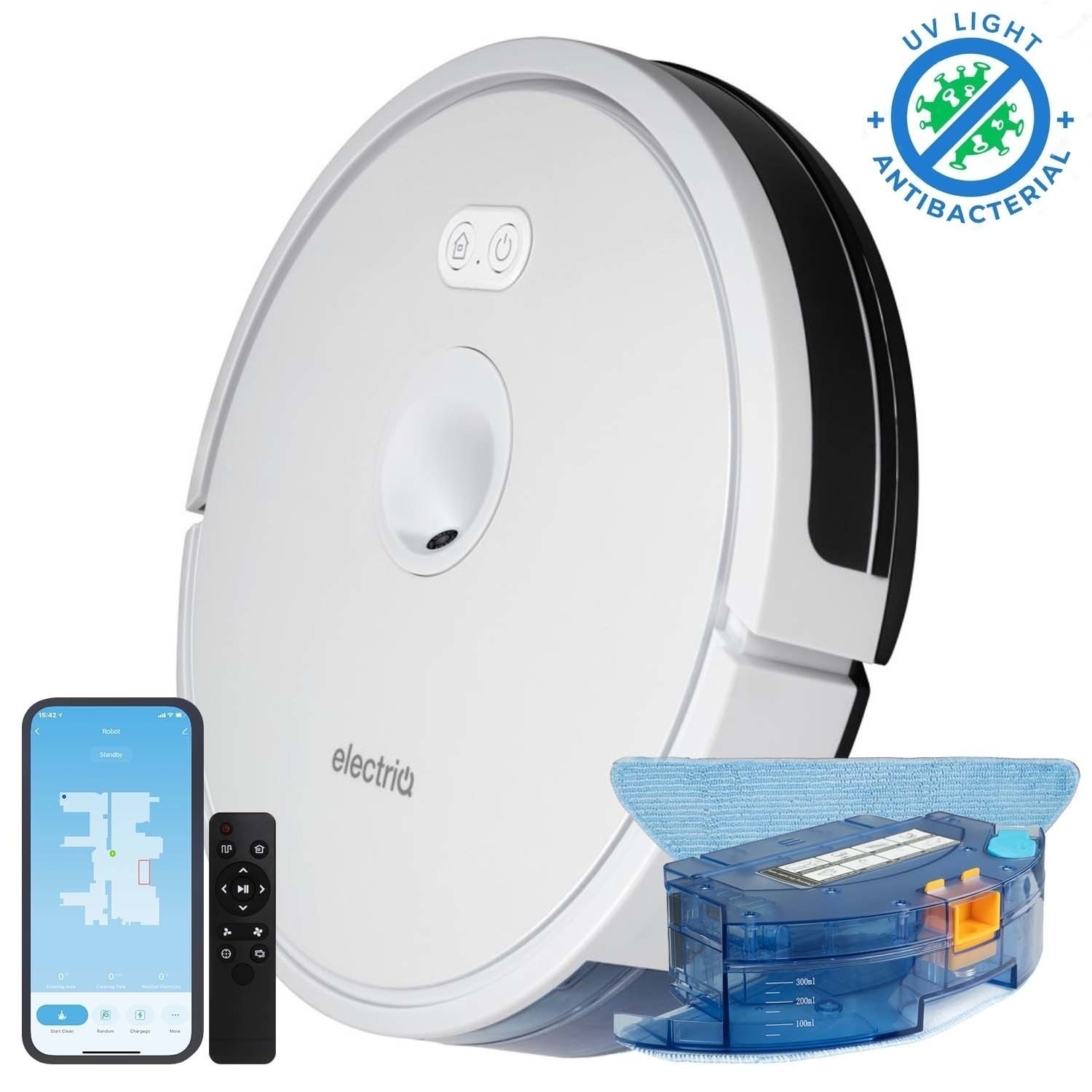 electriQ TONY Robot Vacuum Cleaner - 4000Pa Suction - Advanced vSLAM Camera Navigation UV & HEPA Fil