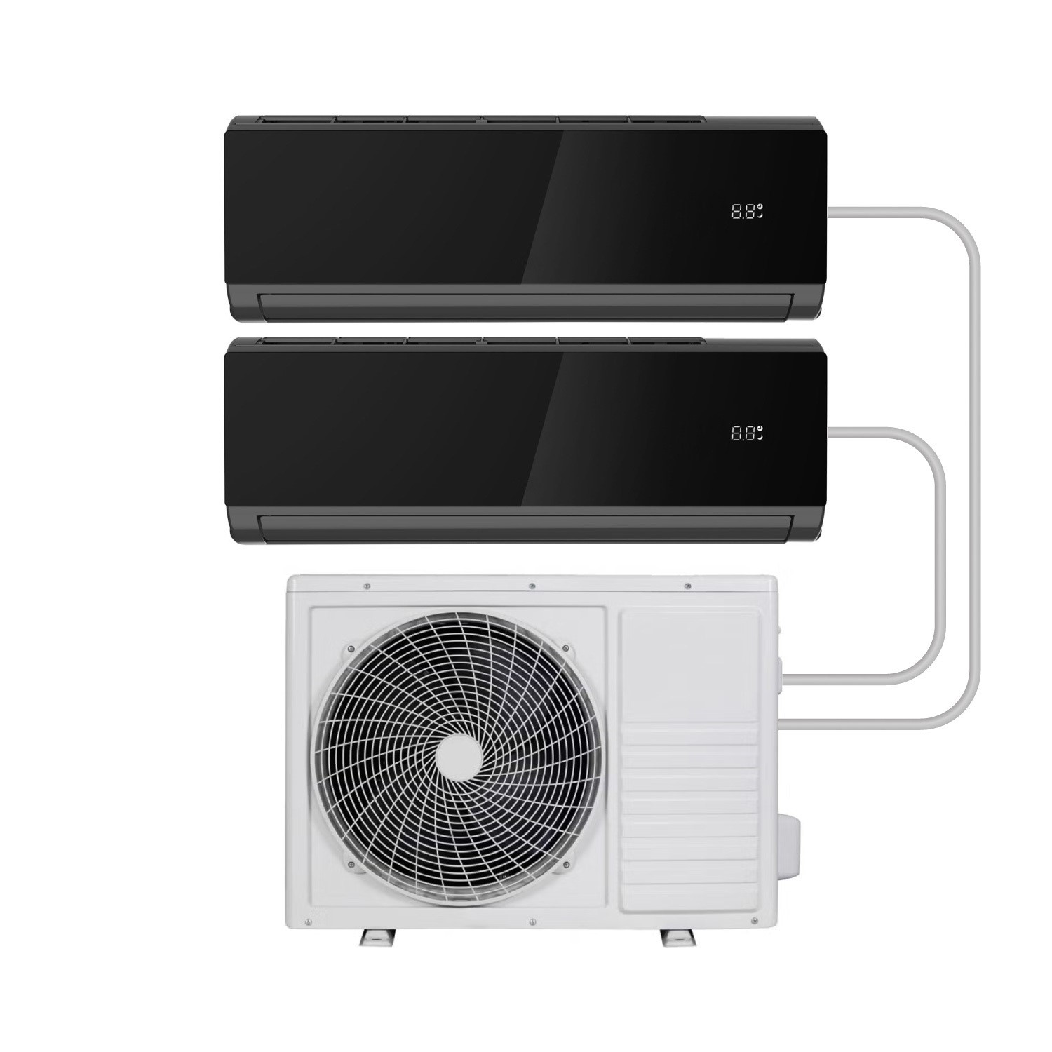 electriQ iQool 2 x 12000 BTU Wall Mounted Air Conditioner with Heating Function - Black