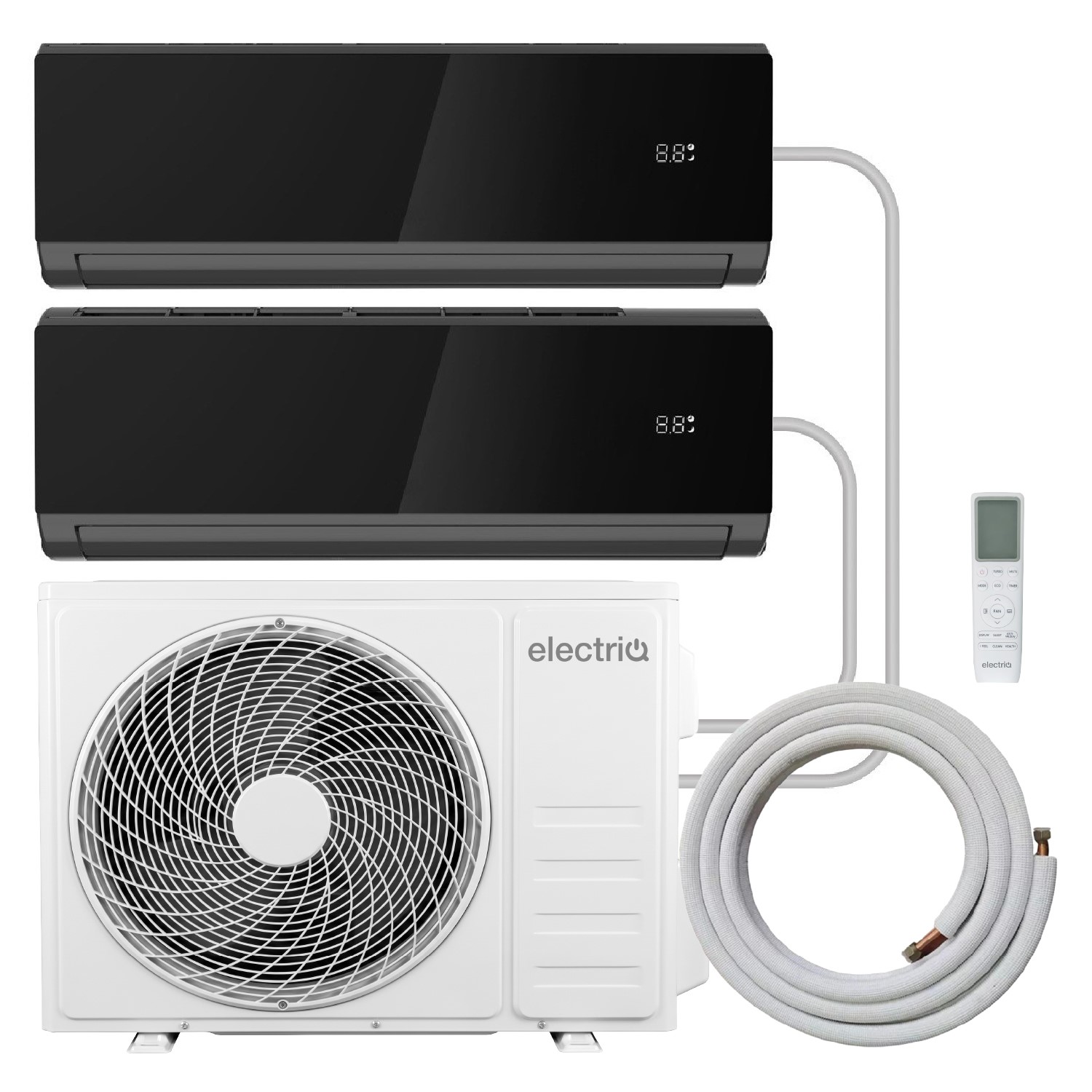 Electriq Iqool 2 X 12000 Btu Wall Mounted Air Conditioner With Heating Function  iQool-2MS12K12KB