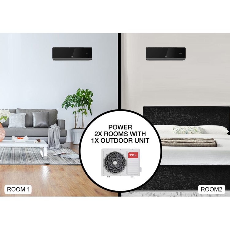 Refurbished electriQ 2 X 12000 BTU Wall Mounted Air Conditioner - Black