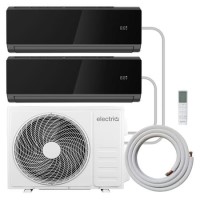 electriQ iQool Multi-Split 2 x 9000 BTU Smart Wall Mounted Split Heat Pump Air Conditioner - Pipe Kits Included - Black