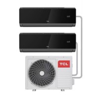 GRADE A1 - Multi-split 18000 BTU Black SmartApp WIFI Inverter Wall Air Conditioner with two 9000 BTU indoor units to a single outdoor 