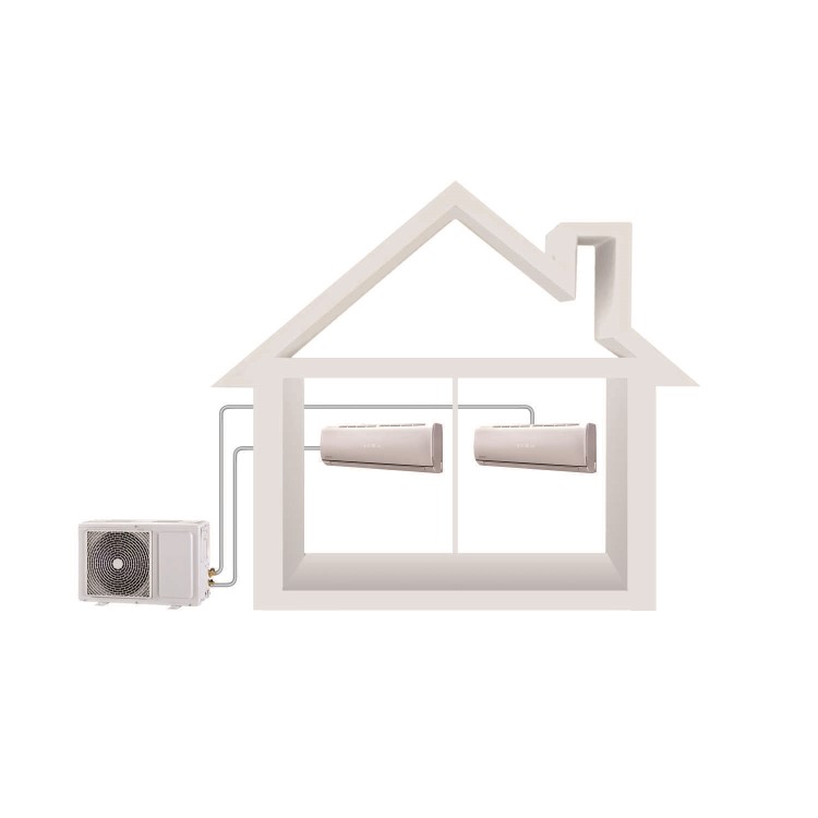 GRADE A1 - Multi-split 18000 BTU Inverter Air Conditioner with single outdoor unit and two 9000 BTU indoor units