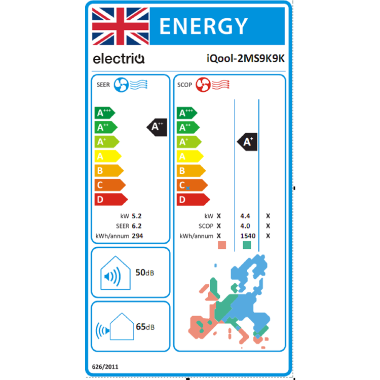 electriQ iQool 2 x 9000 BTU Wall Mounted Air Conditioner with Heating Function