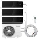 electriQ iQool Multi-Split 3 x 9000 BTU Smart Wall Mounted Split Air Conditioner with Heat Pump - Pipe Kits Included - Black