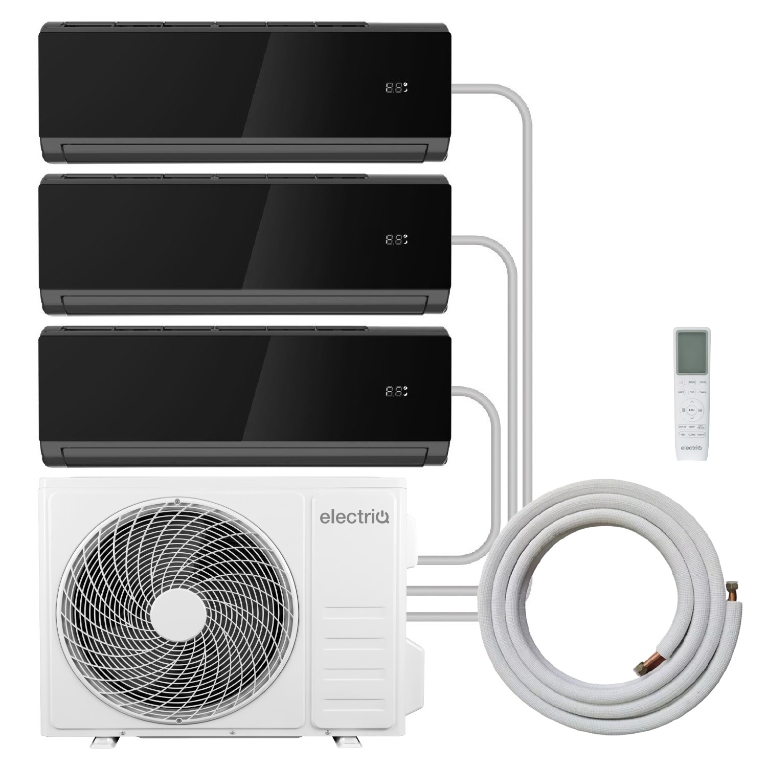Electriq Iqool 3 X 9000 Btu Wall Mounted Air Conditioner With Heating Function  iQool-3MS9K9K9KB