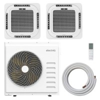 electriQ iQool Multi-Split 1 x 18000 BTU / 1 x 12000 BTU Smart Ceiling Cassette Air Conditioner with Heat Pump - 5m Pipe Kit Included