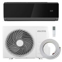 electriQ iQool 24000 BTU WiFi Smart A++ Wall Mounted Split Air Conditioner with Heat Pump - 5m Pipe Kit Included - Black