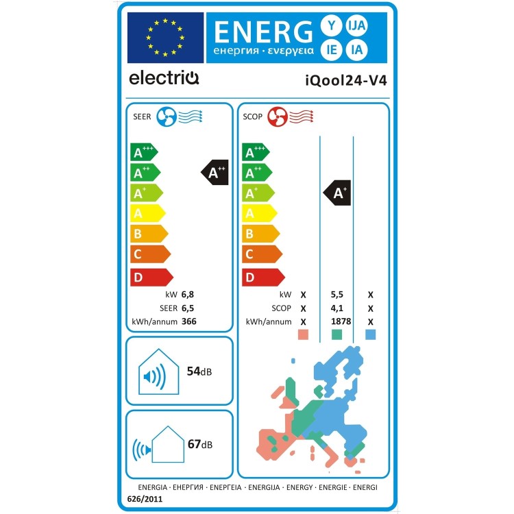 electriQ IQool 24000 BTU Smart A+++ Wall Split Air Conditioner with Wall Bracket and Full Installation Included