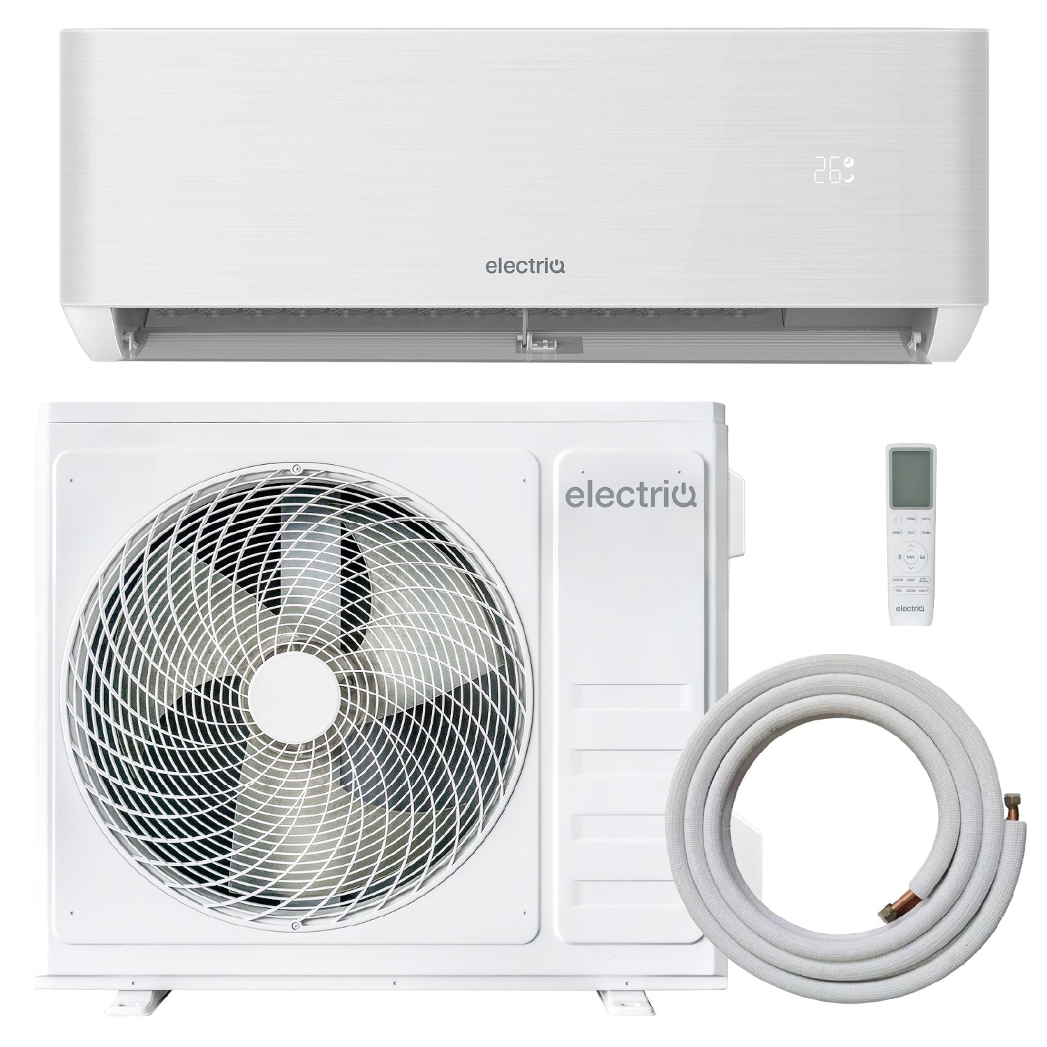 Image of electriQ iQool 28000 BTU WiFi Smart A++ Wall Split Air Conditioner with Heat Pump and 5-Meter Pipe Kit Included iQool28 White