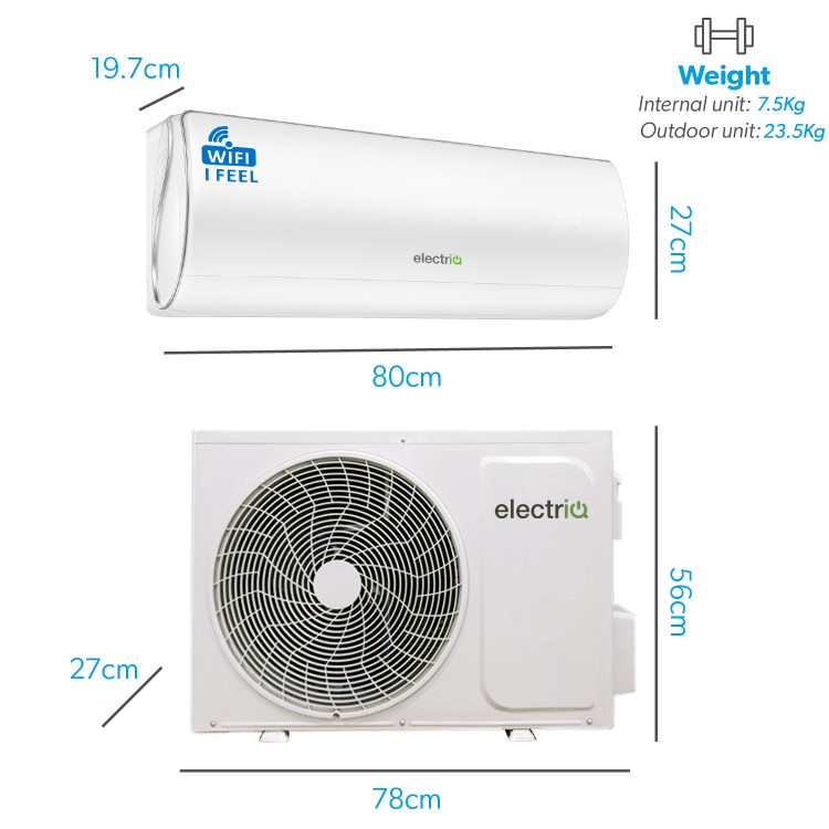 electriQ IQool Plus 9000 BTU Smart A+++ Wall Split Air Conditioner with Wall Bracket and Full Installation Included
