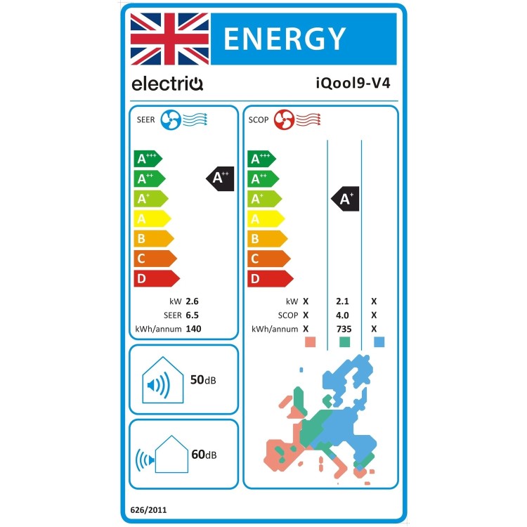 electriQ 9000 BTU Wall Mounted Air Conditioner with Heating Function