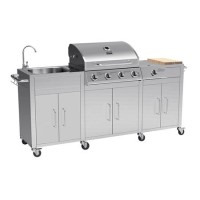 Boss Grill Texas Premium Outdoor Kitchen - 4 Burner Gas BBQ Grill with Side Burner - Stainless Steel Boss Grill Texas Premium Outdoor Kitchen - 4 Burner Gas BBQ Grill with Side Burner - Stainless Steel