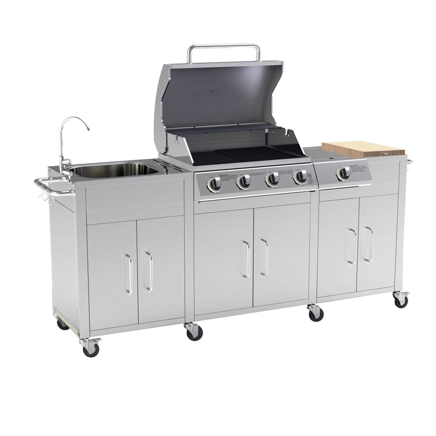 Boss Grill Texas Premium Outdoor Kitchen - 4 Burner Gas BBQ Grill with Side Burner - Stainless Steel Boss Grill Texas Premium Outdoor Kitchen - 4 Burner Gas BBQ Grill with Side Burner - Stainless Steel