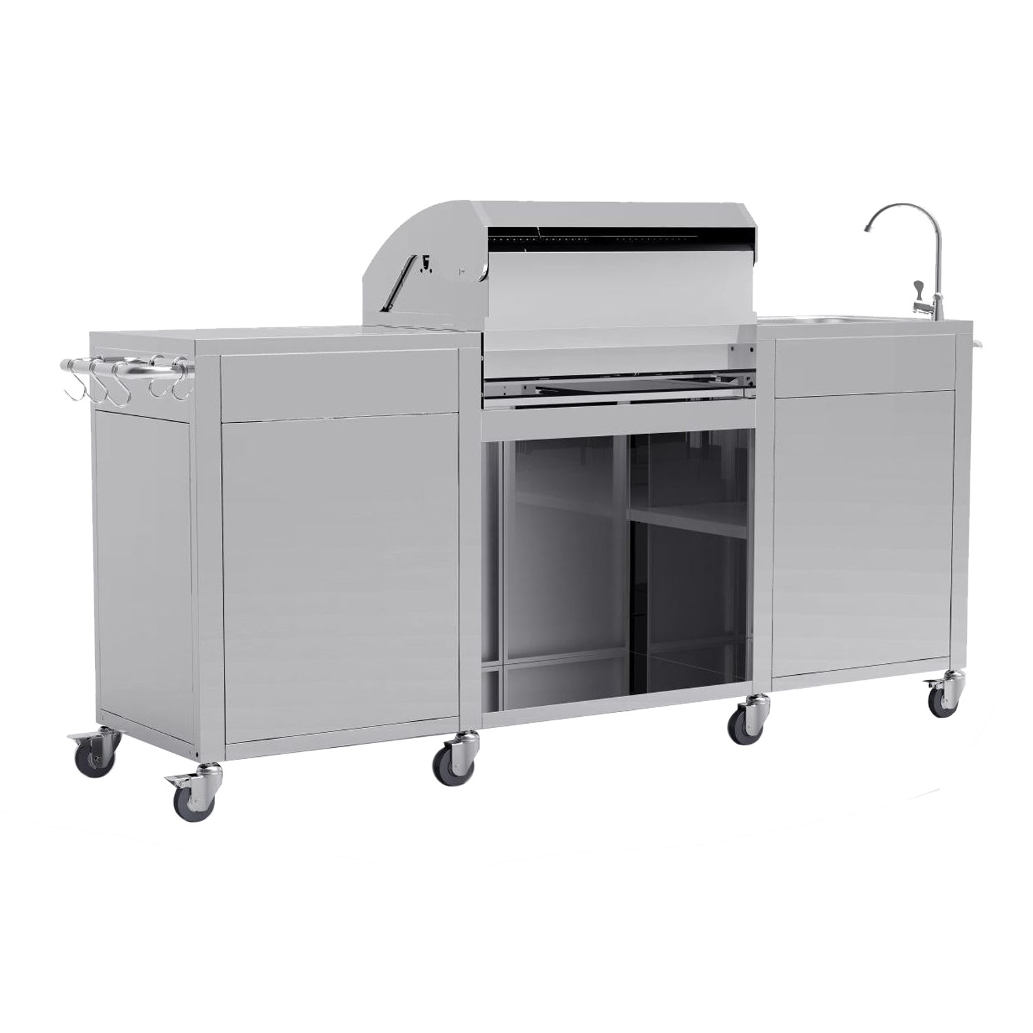 Boss Grill Texas Premium Outdoor Kitchen - 4 Burner Gas BBQ Grill with Side Burner - Stainless Steel Boss Grill Texas Premium Outdoor Kitchen - 4 Burner Gas BBQ Grill with Side Burner - Stainless Steel