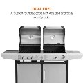 Refurbished Boss Grill Premium Dual Fuel - 2 Burner Dual Fuel BBQ Grill with Side Burner - Stainless Steel