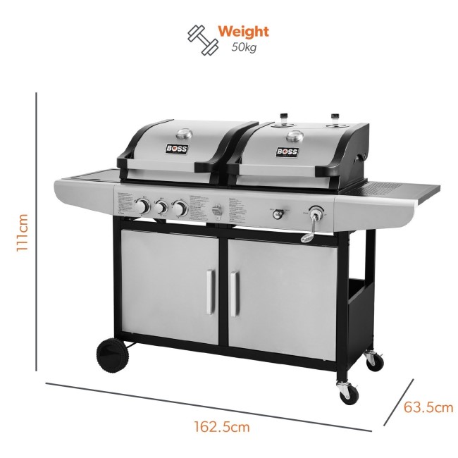 Boss Grill Premium Dual Fuel Burner Dual Fuel BBQ Grill with