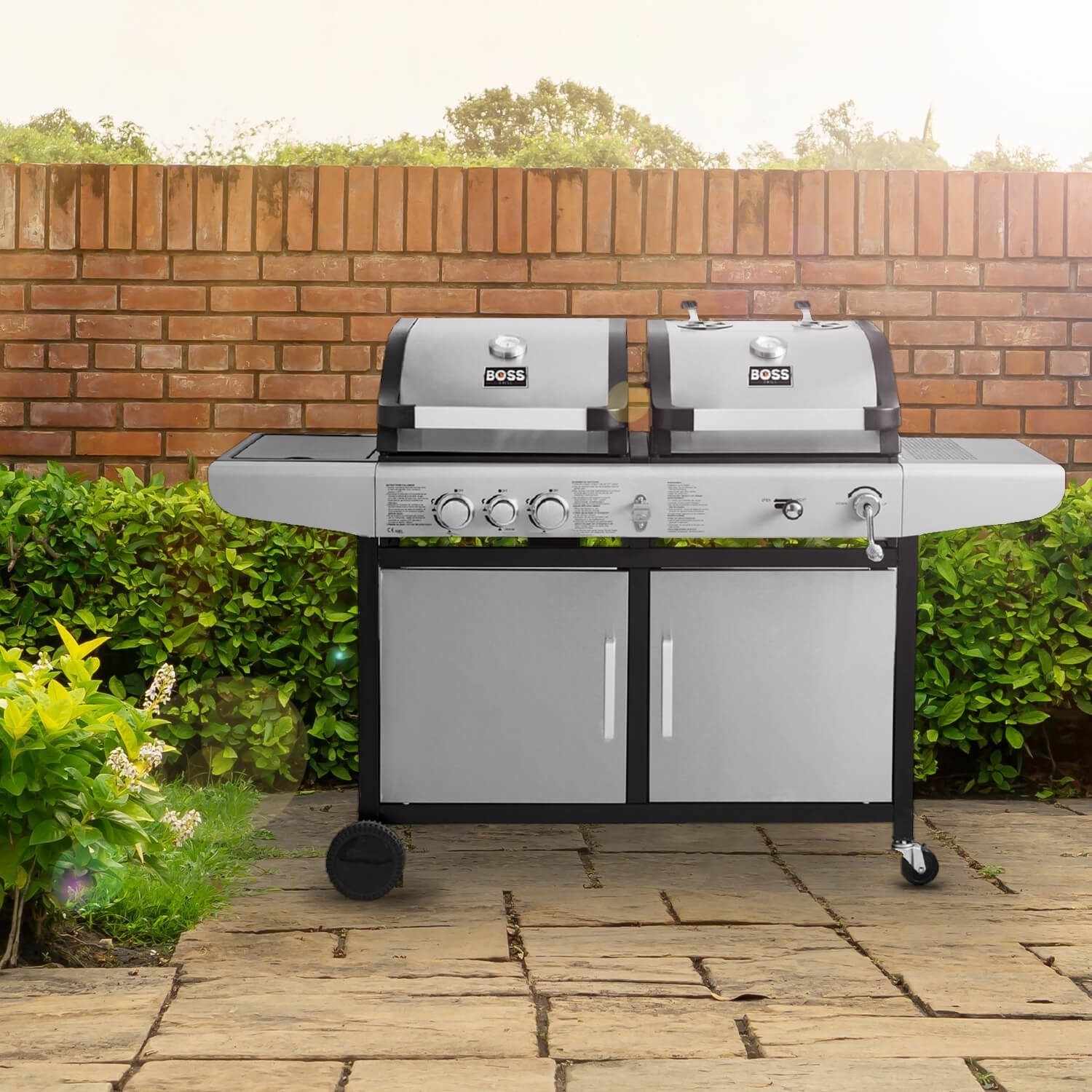 Boss Grill Premium Dual Fuel 2 Burner Dual Fuel Bbq Grill With Side Burner  iqdfbbq