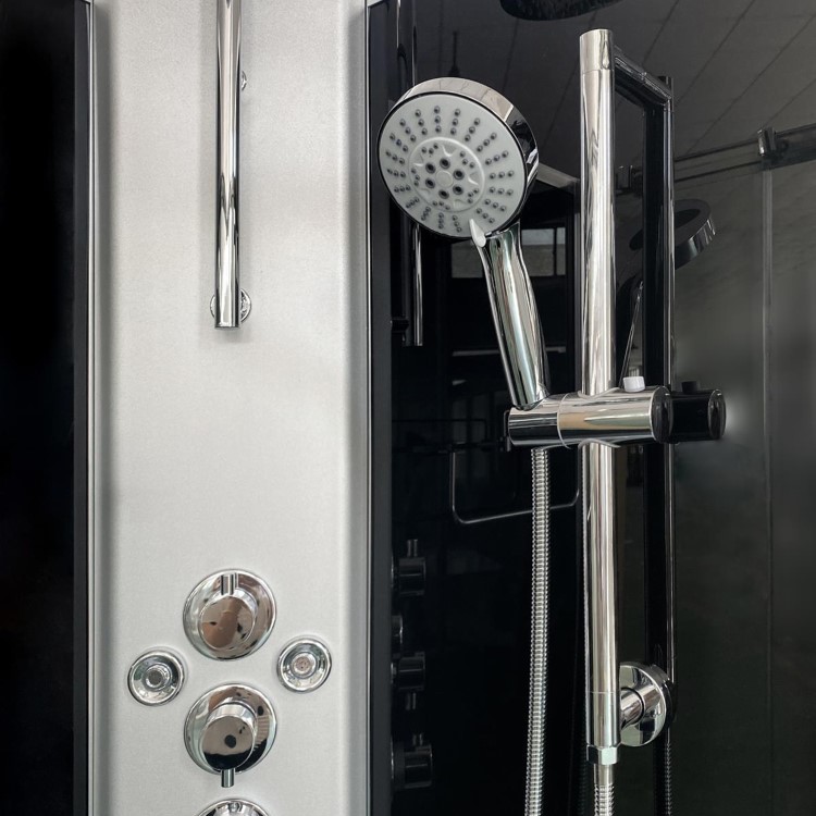 Vidalux Pure -1200x800mm Black Left-Hand Offset Quadrant Shower Cabin with Hydro Shower Set & Shower Tray