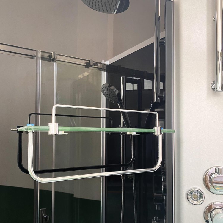 Vidalux Pure -1200x800mm Black Left-Hand Offset Quadrant Shower Cabin with Hydro Shower Set & Shower Tray