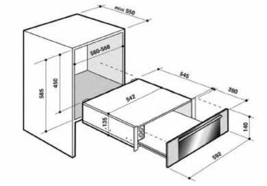 De Dietrich DWD1114B technical drawing and dimensions