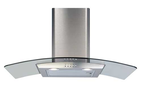 curved glass canopy cooker hood