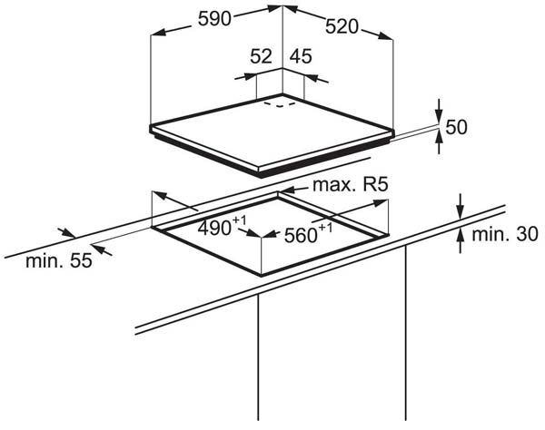 EGD6576NOK technical drawing and dimensions