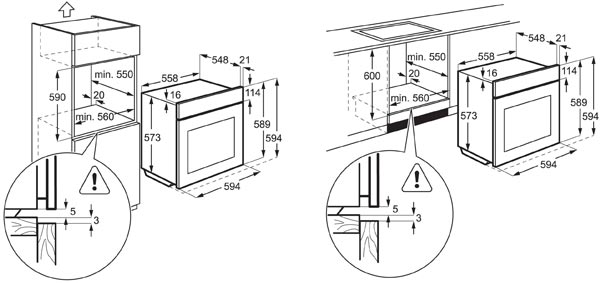 Electrolux EOC6631AOX Dimensions