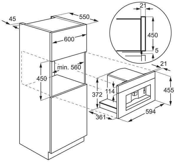 AEG PE4542-M Technical Drawing and Dimensions