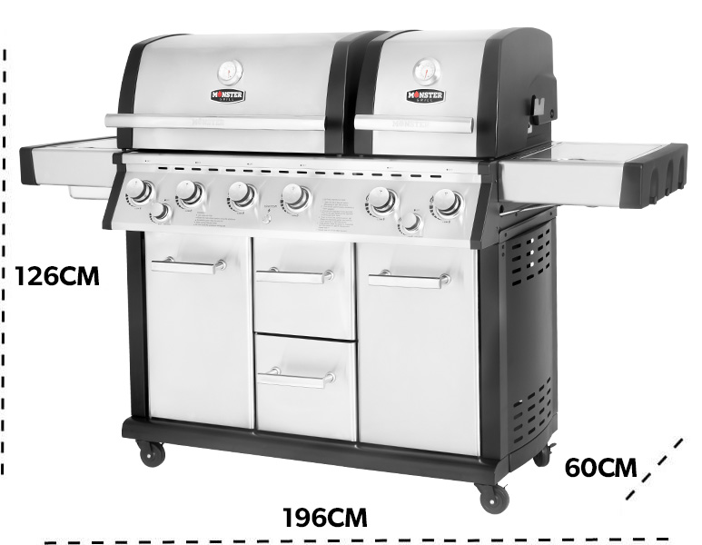 Monster Grills MG6BBQHDF2 dimensions.