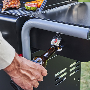 Integrated bottle opener.