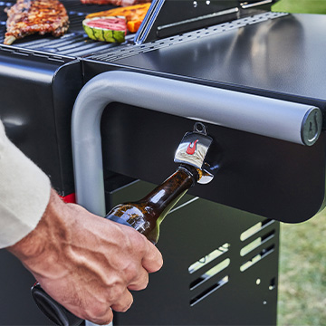 Integrated bottle opener.