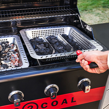 Charbroil Two patented charcoal trays.