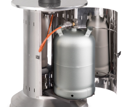 Pull-out gas bottle shelf.