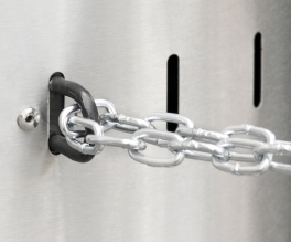 Chain for additional door security.