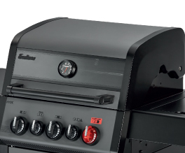 Large stainless-steel cooking hood.