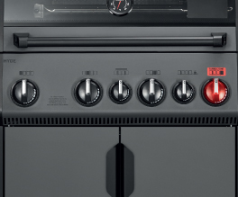 Four continuously adjustable stainless-steel burners.