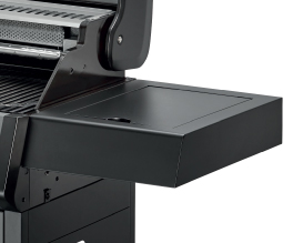 Fold-down side shelf.