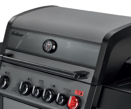 Large stainless-steel cooking hood.