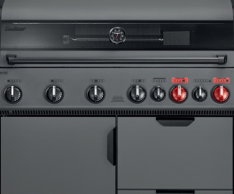 Six continuously adjustable stainless steel burners.