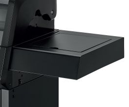 Fold-down side shelf.