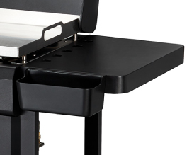 Fold-down side shelf.