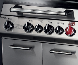 Four continuously adjustable stainless-steel burners.