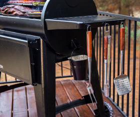 Tool hooks & folding shelf.